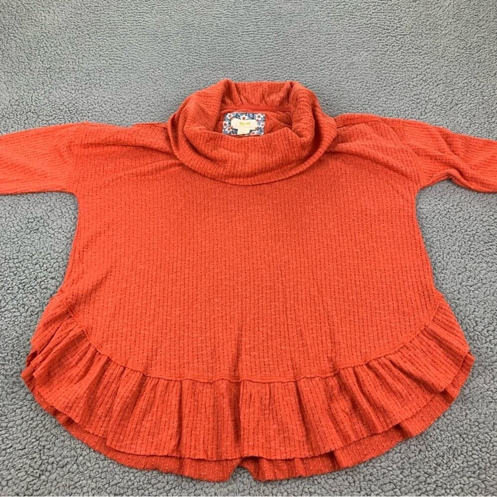 Maeve By Anthropologie Women's Ruffle Pullover Orange Cowl Neck Sweater  Size: S - Picture 2 of 15